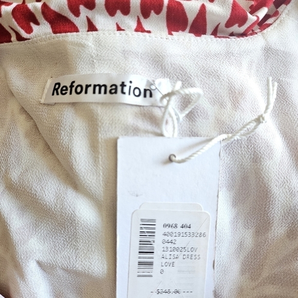 New Reformation Alisa Heart Print Midi Dress NWT Size 0 - Picture 13 of 16